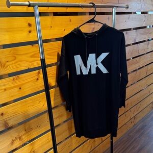 Black Hoodie Dress with Silver MK Logo